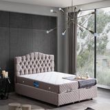 Setay Zümrüt İkili Set Çift Kişilik Baza Başlık - Gri - 180 x 200 cm