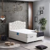 Setay Zümrüt İkili Set Çift Kişilik Baza Başlık - Krem - 200 x 160 cm