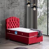 Setay Zümrüt İkili Set Tek Kişilik Baza Başlık - Bordo - 100 x 200 cm