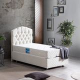 Setay Zümrüt İkili Set Tek Kişilik Baza Başlık - Krem - 100 x 200 cm