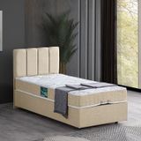 Setaymobilya Baza, Tek Kişilik Defne Baza + Başlık + Comfort Yatak Seti, Krem