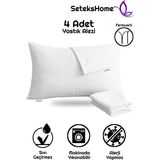 setekshome Sıvı Geçirmez Fermuarlı Yastık Alezi Yastık Içi Yastık Kılıfı 4 Adet - 50 x 70 cm - Beyaz
