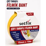 Setfix Çift Taraflı Şeffaf Filmik Bant, 15 mm x 10 mt / Cam, Etiket, Poster, Dekorasyon, Hobi, Ofis Işleri Için Ultra Ince Bant
