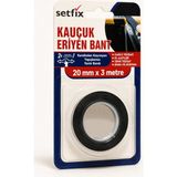 Setfix Kendinden Kaynayan Yapışkansız Kauçuk Tamir Bandı, 20 mm x 3 mt / Siyah Gerdir & Sar, Elektrik, Su, Tesisat Izolasyon Bandı