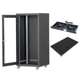 SETRACK 19'' 12U 600X600 TEKERLEKLİ RACK KABİNET+FAN+SABİT RAF