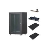 Setrack 19'' 16u 600x600 Camlı Tekerlekli Rack Kabinet+fan+2 Adet Sabit Raf+priz