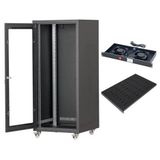 SETRACK 19'' 26U 600X600 TEKERLEKLİ RACK KABİNET+FAN+SABİT RAF