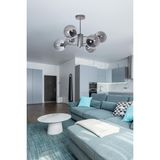 Seul Modern Tasarım Salon Yemek Odası Mutfak Gri Renk Füme Camlı Sarkıt 6 Lı Avize - Gri - Füme