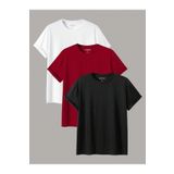 SeusCraft 3'lü Düz Basic Tişört - Beyaz Kırmızı Siyah Oversize Baskısız Yazlık T-Shirt Bisiklet Yaka
