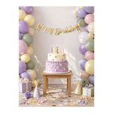 Sev-AL Balonları Gold Kaligrafi Happy Birthday Banner Seti Şık Doğum Günü Parti Süsleme