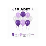 Sev-AL Balonları Lavanta Düşü Balon Seti – 10 Adet Mor & Şeffaf Pastel Parti Konsepti