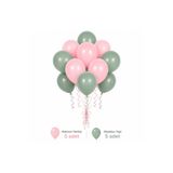 Sev-AL Balonları Mint Baharı 10’lu Parti Balon Seti – Makaron Pembe & Okaliptus Yeşili