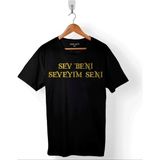 Sev Beni Seveyim Seni Çiçek Abbas Şener Şen Erkek Tişört - Siyah - L