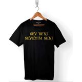 Sev Beni Seveyim Seni Çiçek Abbas Şener Şen Erkek Tişört - Siyah