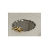 SEVA ÇELİK 20*25 CM ÇELİK OVAL MODEL 1 ADET BÜYÜK ÇİÇEKLİ SUNUM TEPSİSİ