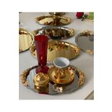 SEVA ÇELİK 20*25 CM GOLD VE GÜMÜŞ OVAL KULPLU MODEL 6 ADET SUNUM TEPSİSİ