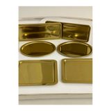 SEVA ÇELİK 3 Farklı Model 6 Lı Gold Sunum Tepsisi Kare Yuvarlak Ve Dikdörtgen Lüx Sunum