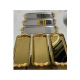 SEVA ÇELİK ÇELİK DİKDÖRTGEN 3 ADET GOLD 3 ADET GÜMÜŞ KULPLU SERVİS VE SUNUM TEPSİSİ