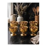SEVA ÇELİK DÖVME DESENLİ GOLD METAL AYAKLI 6 ADET ÇEREZLİK & LOKUMLUK SUNUM KASESİ