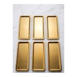 SEVA ÇELİK PASLANMAZ ÇELİK GOLD 6 ADET DİKDÖRTGEN MODEL SERVİS VE SUNUM TEPSİSİ