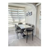 SEVAL AKSESUAR Marmo X Açılır Masa + Metal Polo Sandalye Takımı