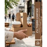 Sevapet 2'li Craft Bardak Taşıma Çantası / 10 Adet Paket Servis Kutusu
