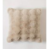 Sevara Dekor Peluş Kırlent Kılıfı Açık Bej Pofuduk Çift Taraflı Pelus Yastik Bubble Pelus Kırlent Kare - 43 x 43 cm