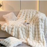 Sevara Dekor Peluş Koltuk Şalı Pofuduk Koltuk Örtüsü Bubble Koltuk Örtüsü 150 x 100 cm - Beyaz - 100 x 150 cm