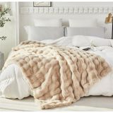 Sevara Dekor Peluş Koltuk Şalı Pofuduk Koltuk Örtüsü Bubble Koltuk Örtüsü Açık Bej 150 x 100 cm - 100 x 150 cm