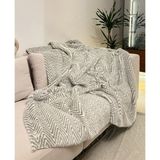 Sevara Dekor Peluş Örtü Kaymaz Koltuk Örtüsü Çizgi Desenli Koltuk Örtüsü 150 x 100 cm - Gri