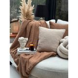 Sevara Dekor Teddy Koltuk Örtüsü Peluş Koltuk Örtüsü Koltuk Şalı - Kahverengi - 100 x 150 cm