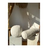 sevaradekor Peluş Top Yastık Silindir Yastık Beyaz Top Yastık Beyaz Silindir Yastık 2 li Set