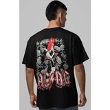 Sevbano Ac Dc Back In Black Rock Metal Müzik Grubu Sırt Baskılı Unisex Oversize Tişört - Siyah - 4XL