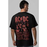 Sevbano Ac Dc Highway To Hell Rock Metal Müzik Grubu Sırt Baskılı Unisex Oversize Tişört - Siyah - XS