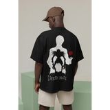 Sevbano Anime Dizi Death Note Baskılı Oversize Tişört - 01 Siyah - 3XL