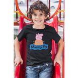 Sevbano Anne Pig Peppa Pig Baskılı Unisex Çizgi Film Çocuk Tişört (1-12 Yaş) - Siyah - 5 - 6 Yaş