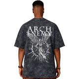 Sevbano Arch Enemy Rock Metal Müzik Grubu Sırt Baskılı Unisex Oversize Eskitme Yıkamalı Tişört - Siyah - 4XL