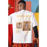 Sevbano Bad Bunny Rapper Sırt Baskılı Unisex Oversize Şarkıcı Tişört - Beyaz - XS