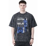 Sevbano Baki Hanma Anime Baskılı Unisex Oversize Eskitme Yıkamalı Tişört - Siyah - 2XL