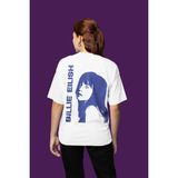 Sevbano Billie Eilish Sırt Baskılı Unisex Oversize Şarkıcı Tişört - Beyaz - M