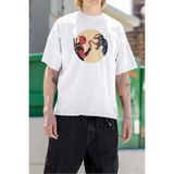 Sevbano Deadpool x Venom Baskılı Unisex Tişört, Oversize Marvel Film Karakter Tişört - Beyaz