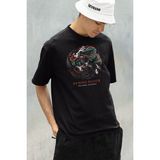 Sevbano Demon Slayer Oyasumi Clothing Baskılı Unisex Oversize Anime Tişört - 01 Siyah - 2XL