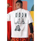 Sevbano Doctor Doom Süper Film Kahraman Sırt Baskılı Unisex Oversize Tişört - Beyaz