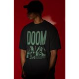 Sevbano Doctor Doom Süper Kahraman Film Ön Baskılı Unisex Oversize Tişört - Siyah