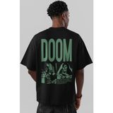 Sevbano Doctor Doomsday Film Kahramanı Sırt Baskılı Unisex Oversize Tişört - Siyah - 3XL