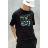 Sevbano Doom Baskılı Unisex Tişört, Oversize Doctor Doomstay Marvel Karakter Tişört - 01 Siyah - XL