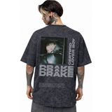 Sevbano Drake Rapper Şarkıcı Sırt Baskılı Unisex Oversize Eskitme Yıkamalı Tişört - Siyah - XL