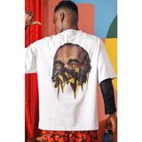 Sevbano Drake Rapper Şarkıcı Sırt Baskılı Unisex Oversize Tişört - Beyaz - XL