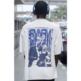 Sevbano Eminem Rapper Şarkıcı Sırt Baskılı Unisex Oversize Tişört - Beyaz - 2XL