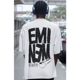 Sevbano Eminem Recovery Rapper Şarkıcı Sırt Baskılı Unisex Oversize Tişört - Beyaz - 4XL